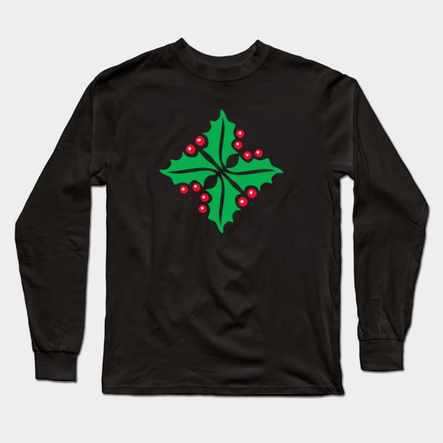 Christmas Holly Berries Long Sleeve T-Shirt by Dale Preston Design